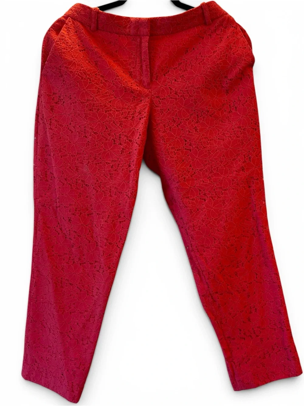 J. Crew Coral Lace Capri Pants